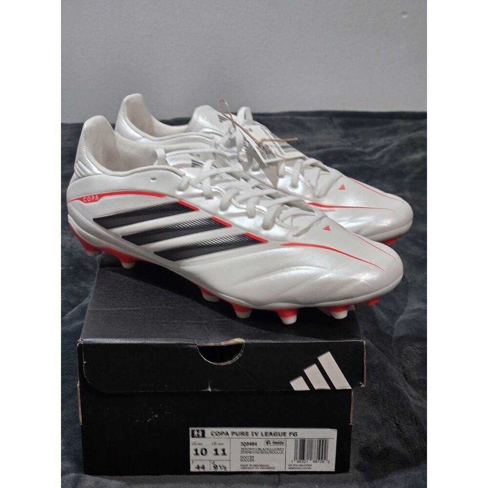 Men’s Size 10 Adidas Copa Pure IV 4 League FG White/Red Outdoor Soccer Cleats